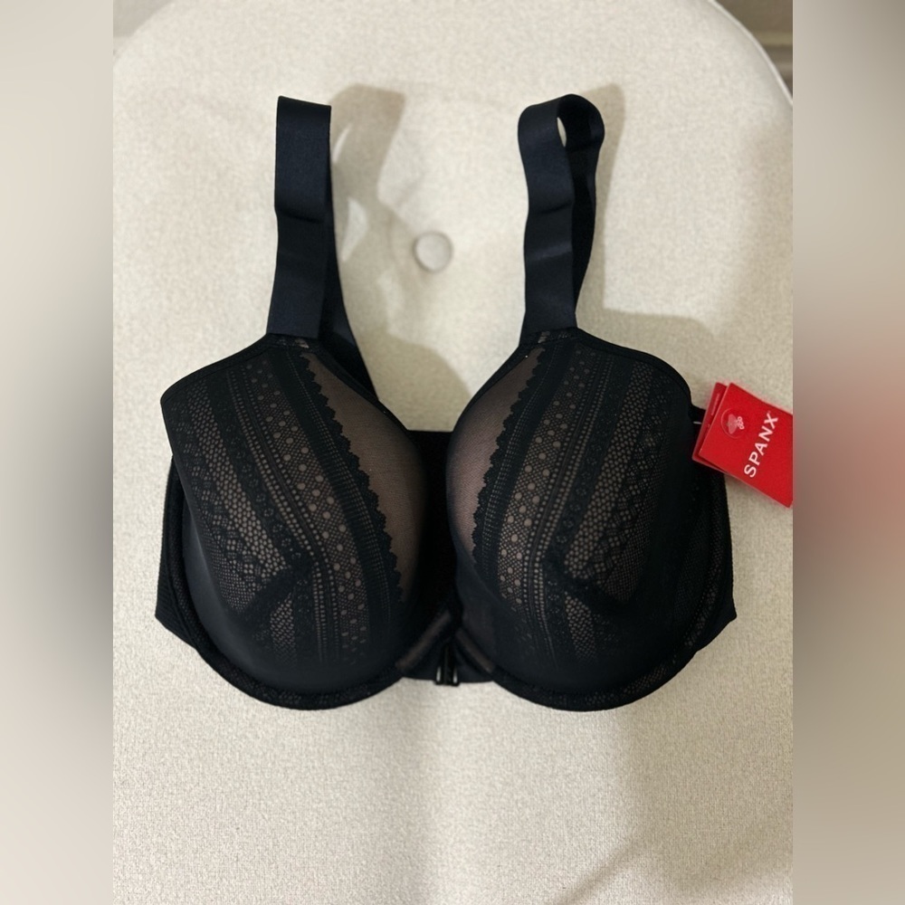 SPANX Bra-llelujah Illusion Lace Full Coverage Bra 34DDD Black NWT - Picture 4 of 11